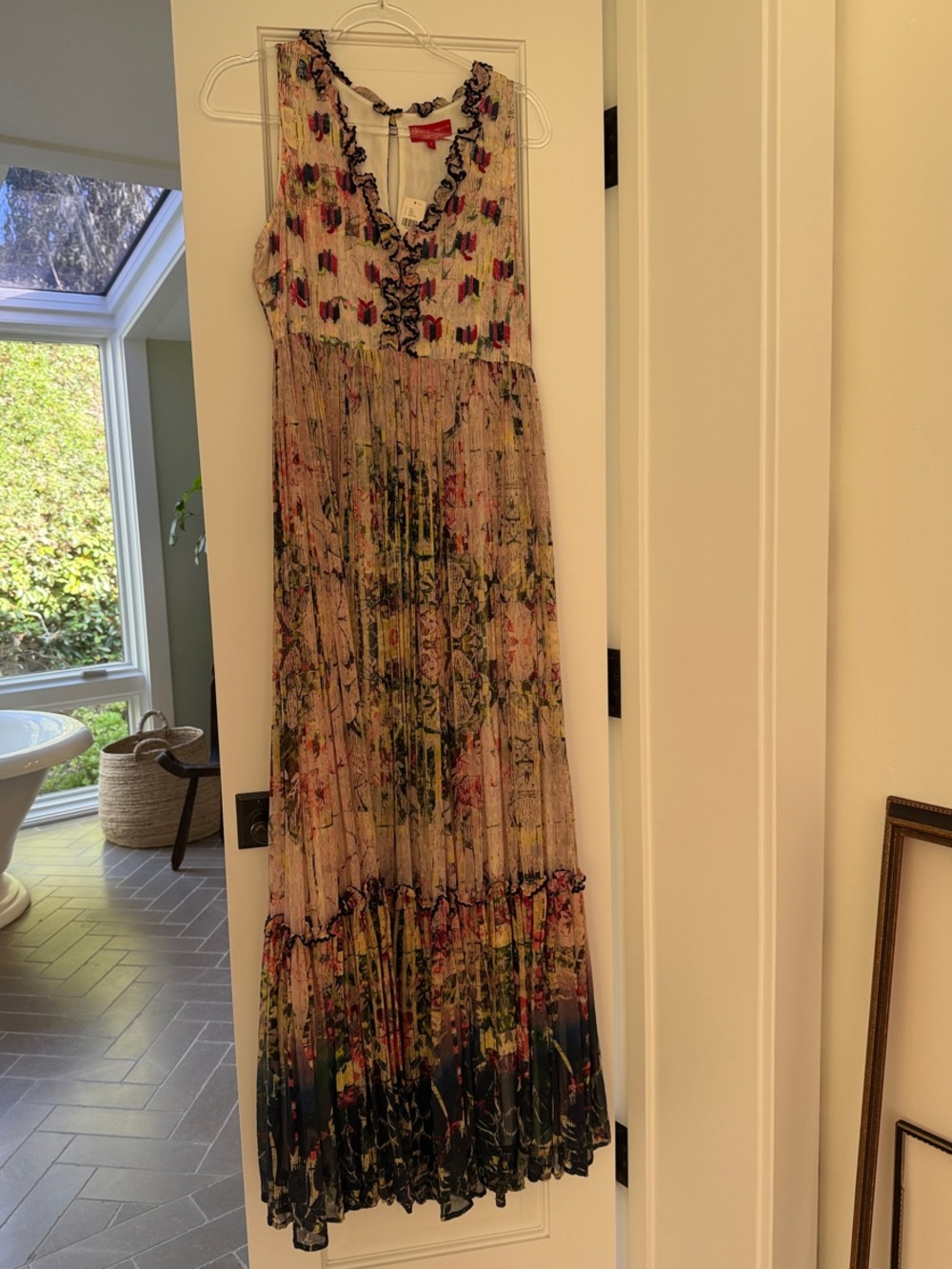 Anthropologie Bhanuni by Jyoti Beaded Floral Maxi Dress 8 NWT